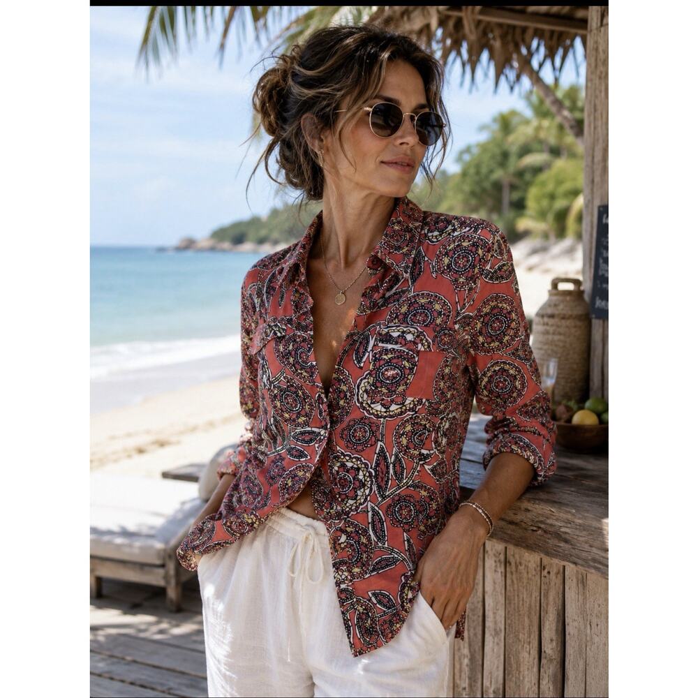 Charter Club Womens Size 16W 100% Linen Shirt Roll Sleeve Casual Beach Layering